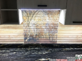 K011 - Кухня: White Coastland Oak, Мрамор лаурент и гранит Black Cosmos